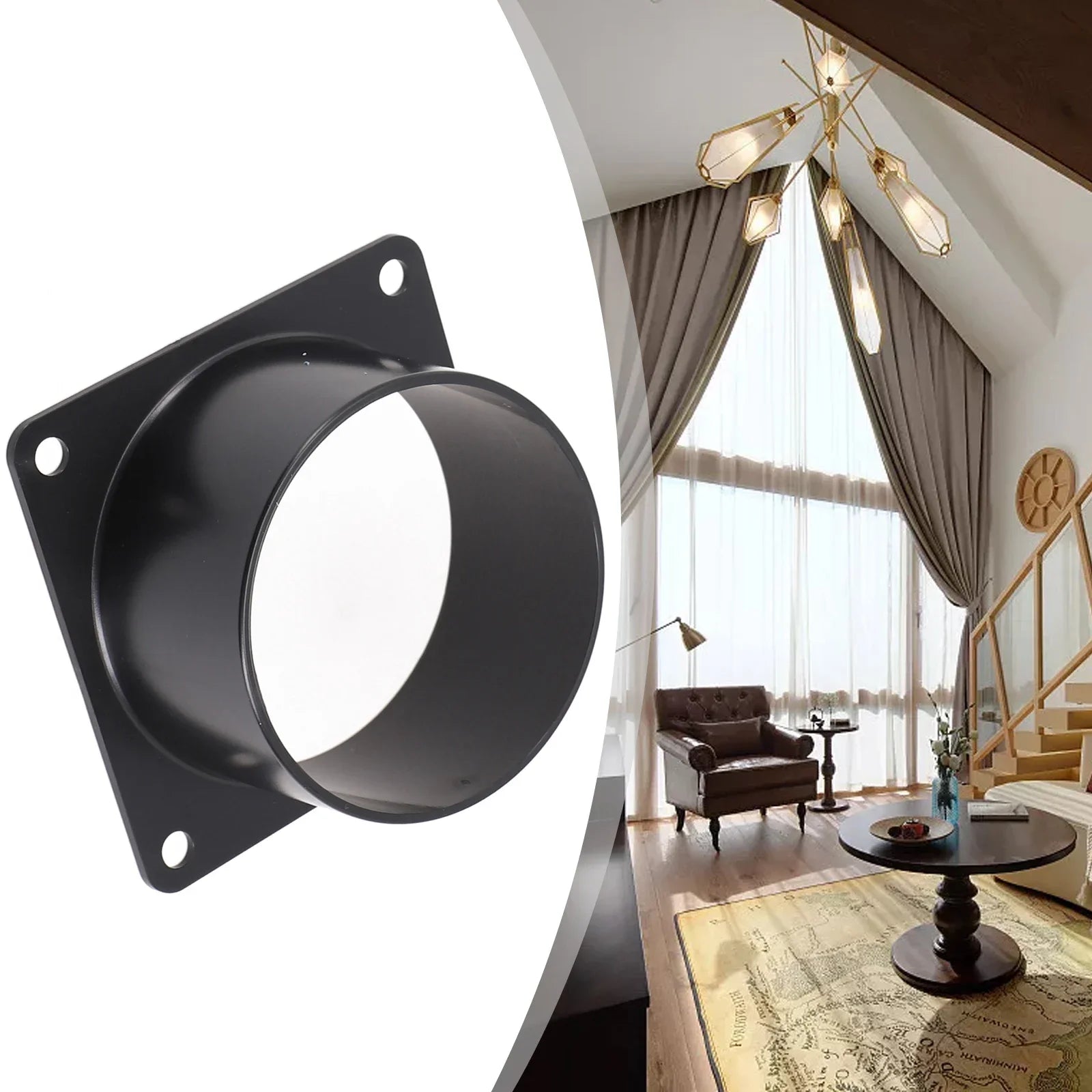 1pc Flange Connector ABS Black 75MM 100MM 120MM Smooth Small Air Resistance Indoor Ventilation Equipment Pipes Connections Qme