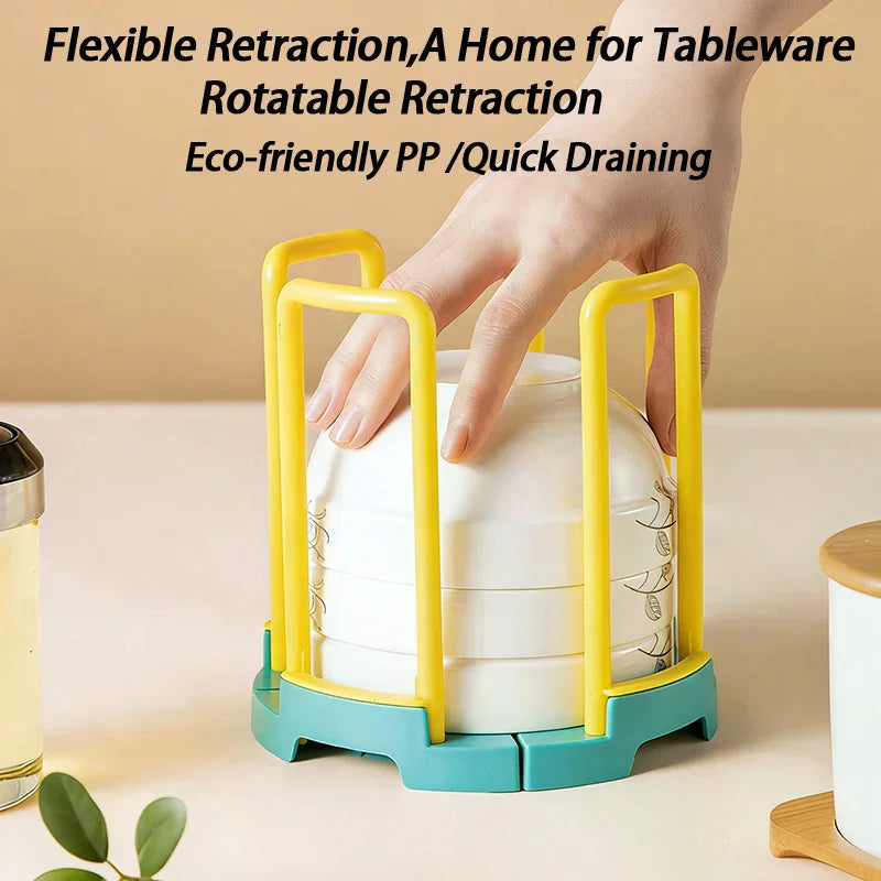 Portable Retractable Bowl Holder Drain Removable Cabinet Dishes Qme