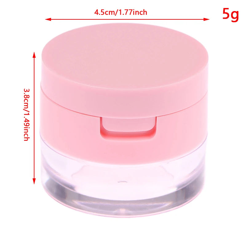 Portable Plastic Powder Box Sieve Mirror Loose Cosmetic Sifter Travel Qme 5g