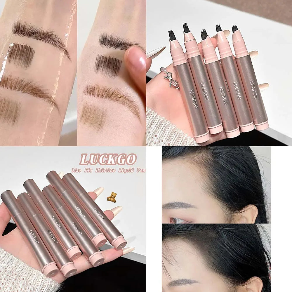 Multi-fork Brush Eyebrow Pen Waterproof Long Lasting 4D Liquid Tattoo Brow Natural Look Hairline Filler Quick-drying Makeup Qme