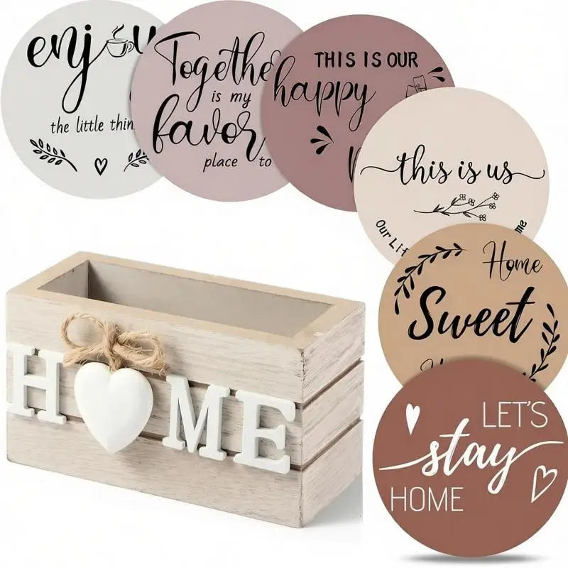 Natural Wooden Coasters For Drinks Set Of 6 Thick Absorbent Cup Pads With Storage Box For Coffee Wooden Table Protection Qme A2