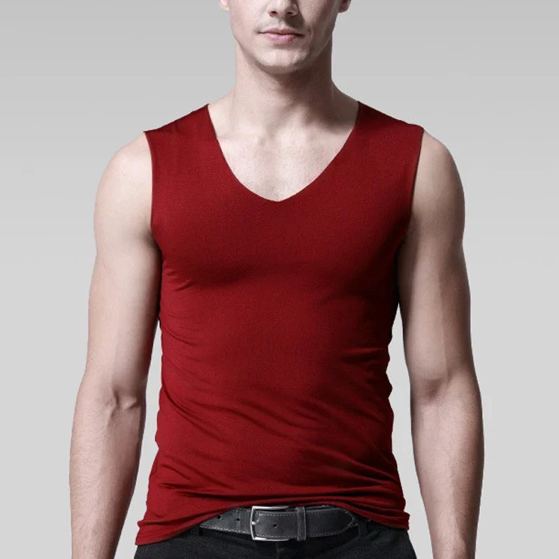 Men's Sleeveless T-shirt Vest Sports Ice Silk Fitness Undershirts Underwears Slim Fit Top Sports Sleeveless Breathable Singlet Qme RD XXL