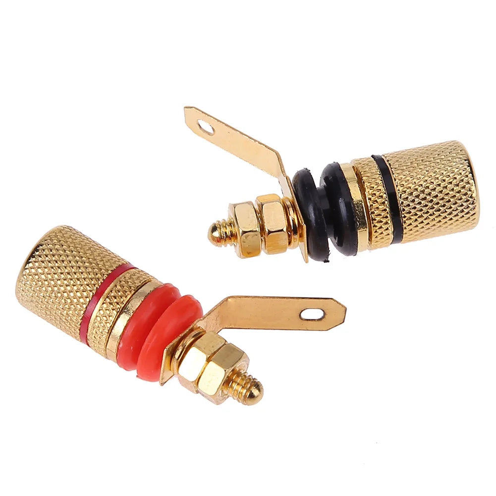 2pcs Gold Plated Speaker Binding Posts Terminal 4mm Sockets for Banana Plug Qme