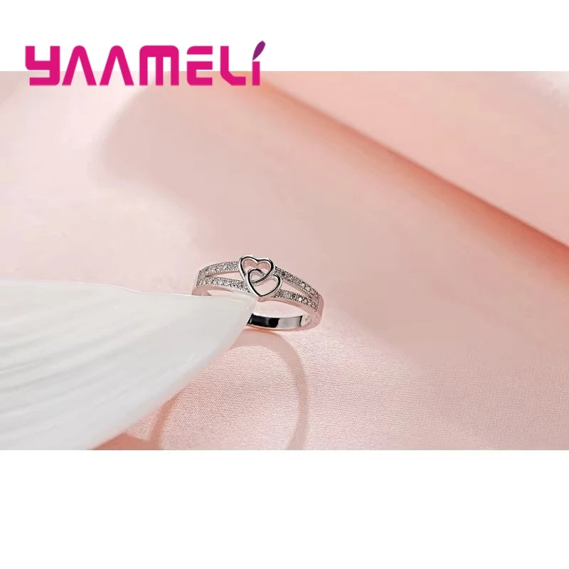 925 Sterling Silver Color Ring Simple Sweet Romantic Style Lover Gifts Cross Love Shape For Women Engagement Ceremony Jewelry Qme