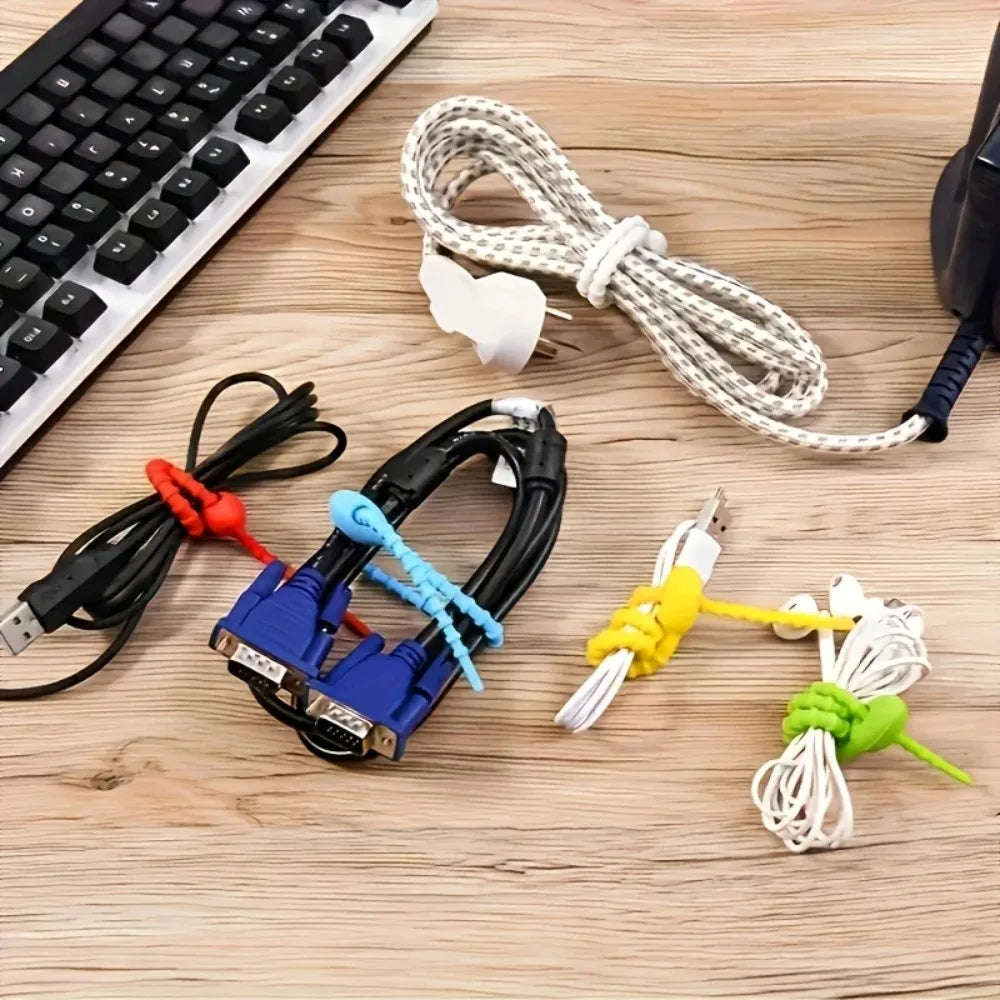 50/10pcs Reusable Cable Wire Organizer Storage Bag Tie Silicone for Winder Storage Holder Bag Ties Cord Clip Earphone Line Clips Qme