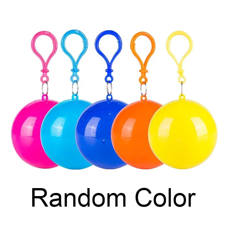 Portable Mini Raincoat Disposable Rain Coat Thicken Rain Ponchos Emergency Waterproof Rainwear Cape Keyring Ball Qme Random Color 2PCS