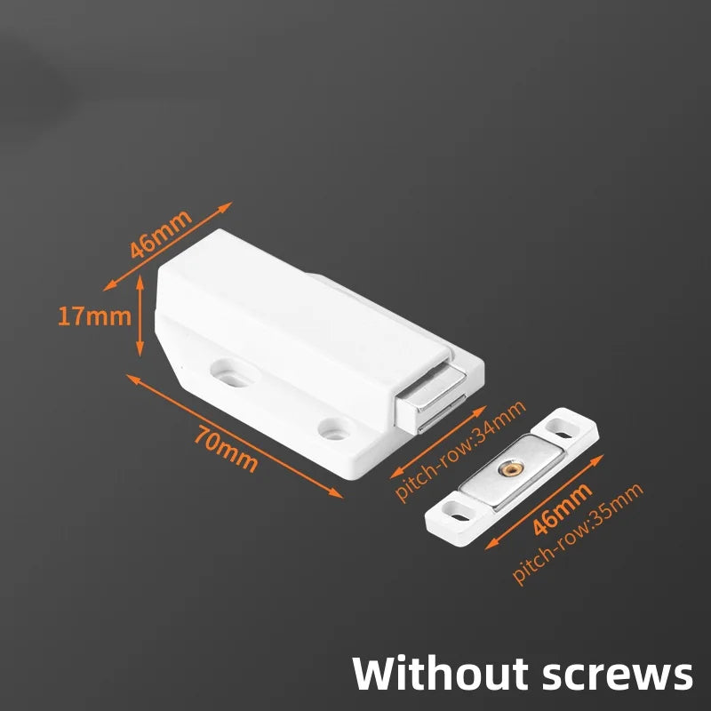 Magnetic Push To Open Latches Pressing Door Panel Drawer Clothes Cabinet Doors Bouncer Handle Free Strong Magnetic Door Closer Qme Single Door-White