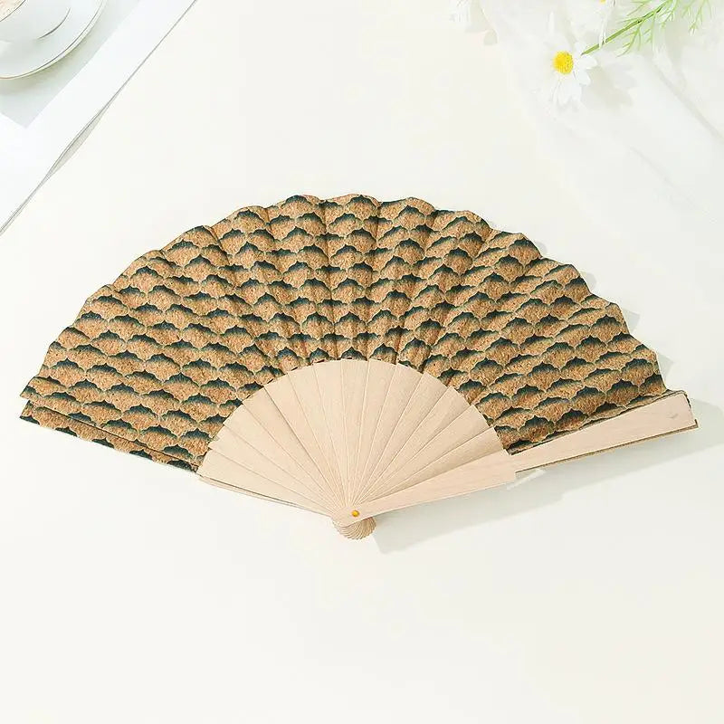 Vintage Bohemian Cork Folding Fan Props Graft Hand Held Home Decor Qme A5