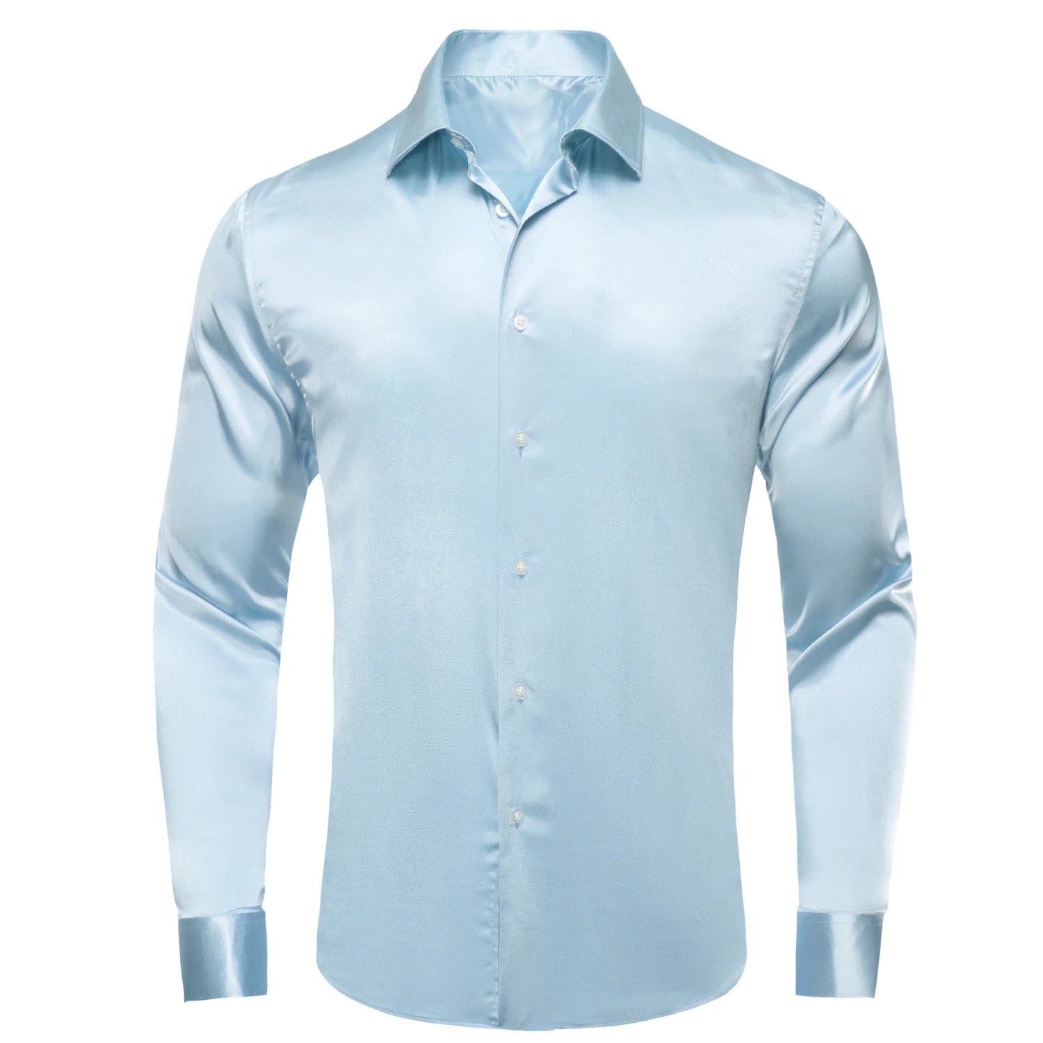 Hi-tie Luxury Plain Silk Mens Dress Shirts Long Sleeve Pure Purple Qme CY-1636 S