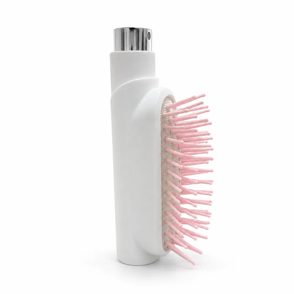 Portable 1 Spray Comb Built Bottle Hydrating Hairbrush Soft Round Qme White