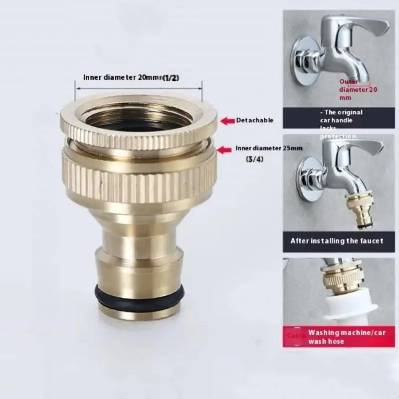 Pressure Washer Hose Adaptor Brass Hose Tap Connector 3/4'' 1/2'' Threaded Garden Water PIPE Adapter Fitting Watering Equipment. Qme