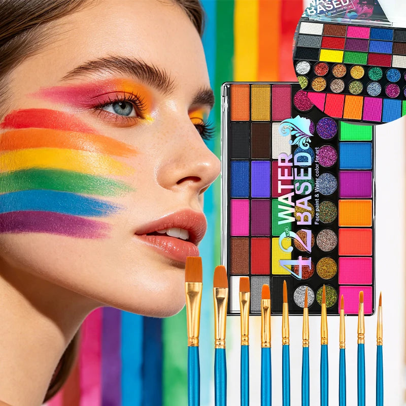 42-Color Water-soluble Body Paints Designed Face Painting Featuring Qme