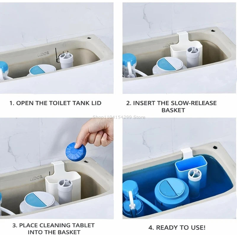 Toilet Bowl Cleaner Buffer Box | Hanging Slow-Release Dispenser for Toilet Tanks (Cleaner Not Included) - Extends Cleaning Time Qme