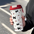 Floral Kitten Design Dual-drink Vacuum Insulated Cup Large Capacity Qme 550ml Red