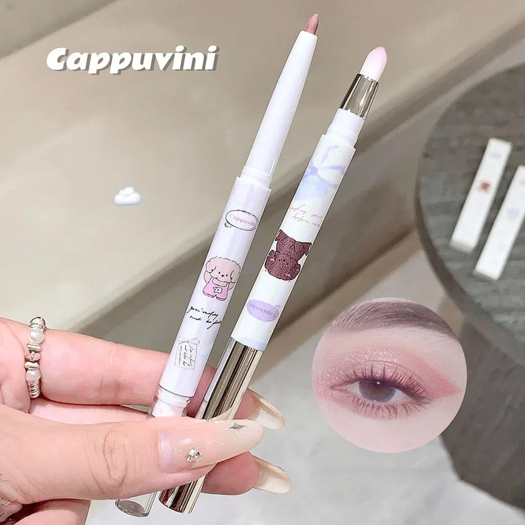 Double-head Milk Green Eyeliner Shadow Pencil Waterproof Lasting Ultra-thin Shimmer Matte Colorful Eyeliner Gel Pen With Brush Qme