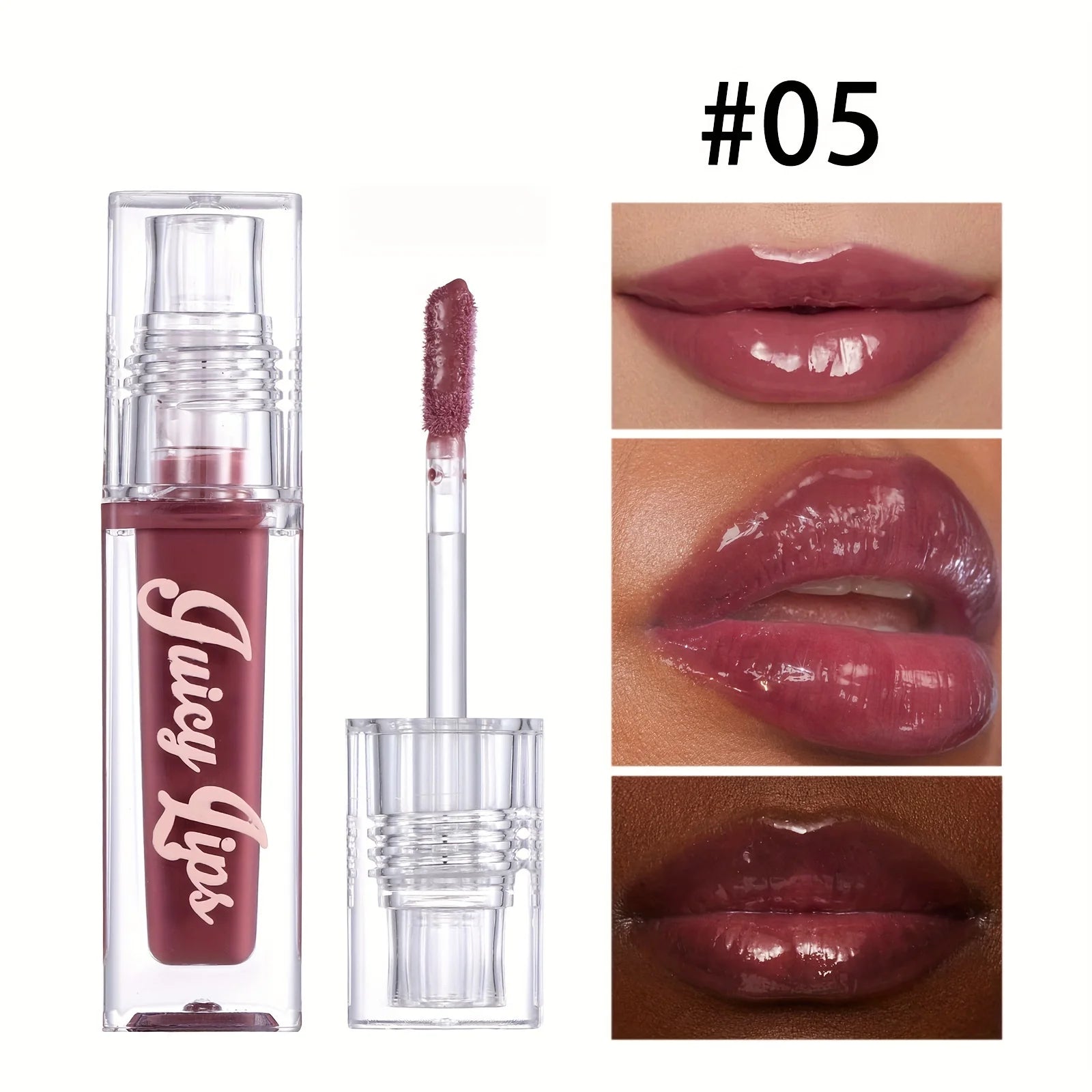Hydrating Crystal Lip Oil - Plumping & Moisturizing Gloss with Tinted Shades for All Skin Types Qme 05