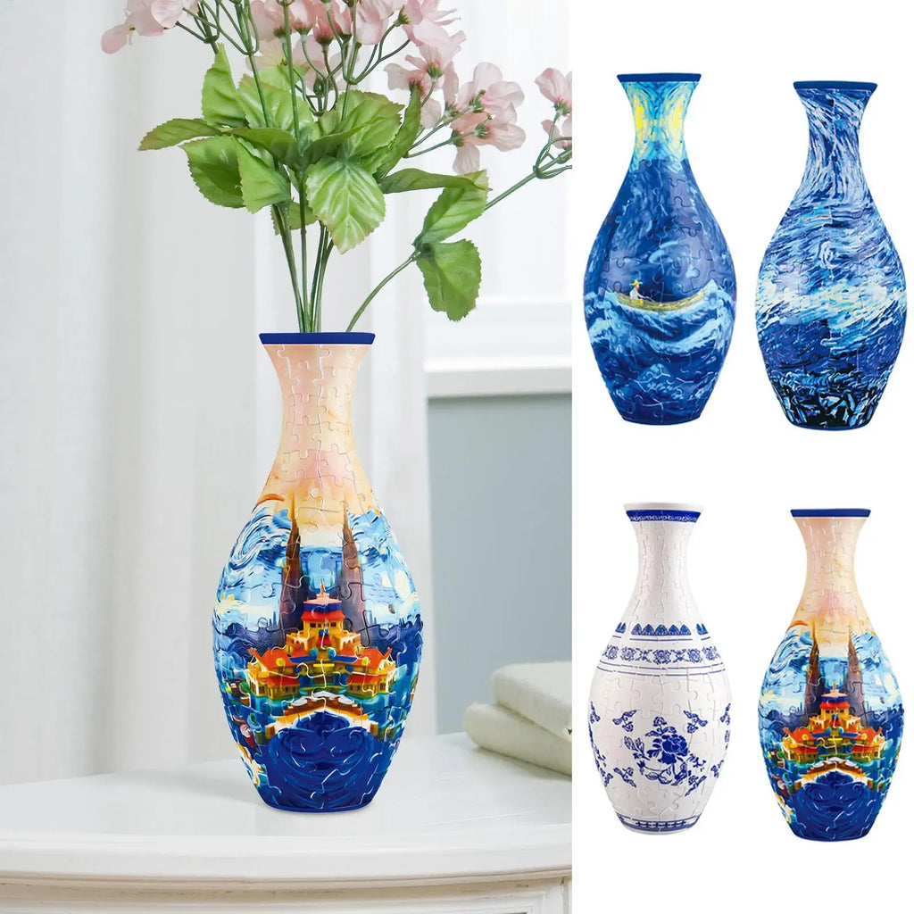 Puzzle Vase For Adults Unique Flower Vase Jigsaw Puzzle Planter Flower Vase Puzzle Made By 160 Curved Puzzle For House Warming Qme