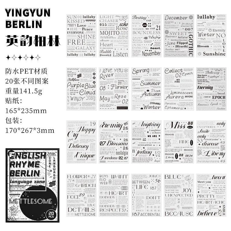 Korea INS English Alphabet Large size sticker book，DIY Scrapbook supplies Collage，Diary Stickers，School Stationery Decoration Qme B