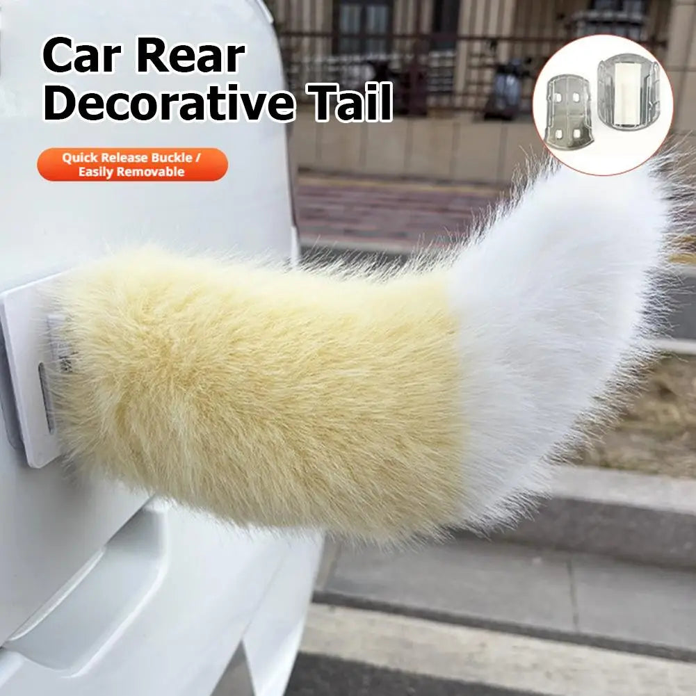 Fluffy Plush Tail Car Decor Strong Adhesive Easy Install Backpack Qme