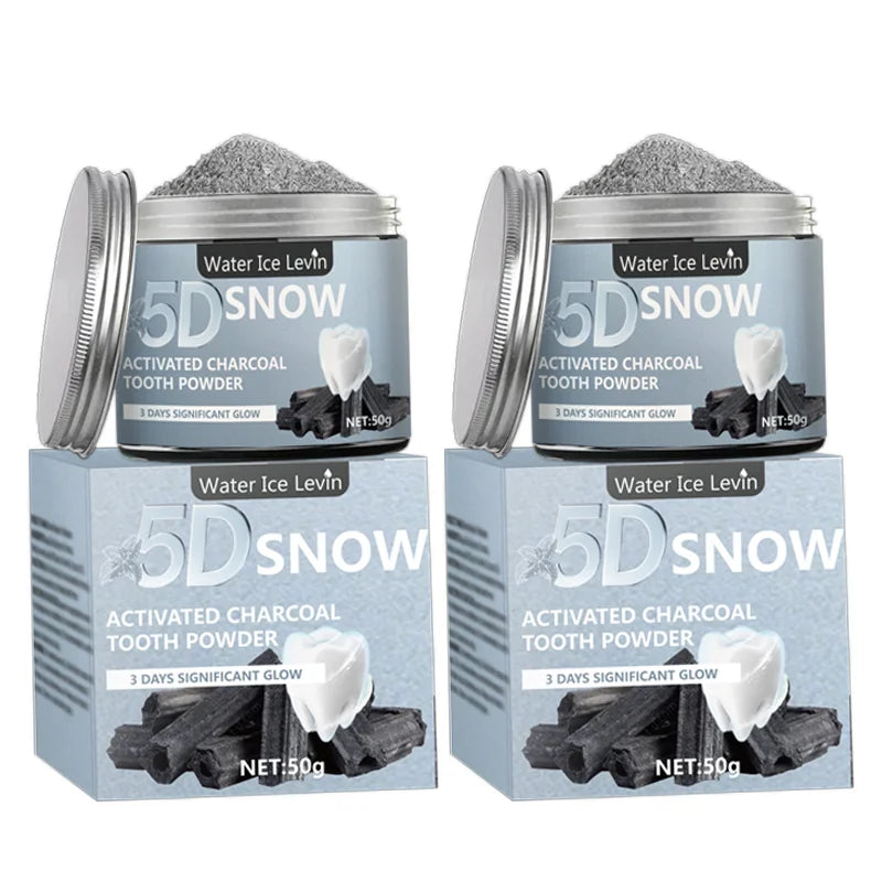 Bamboo Charcoal Teeth Whitening Powder - Natural Whitening and Deep Cleaning for Men and Women, Freshens Breath, Daily Use Toothpaste, 1 Piece Qme 2Pcs