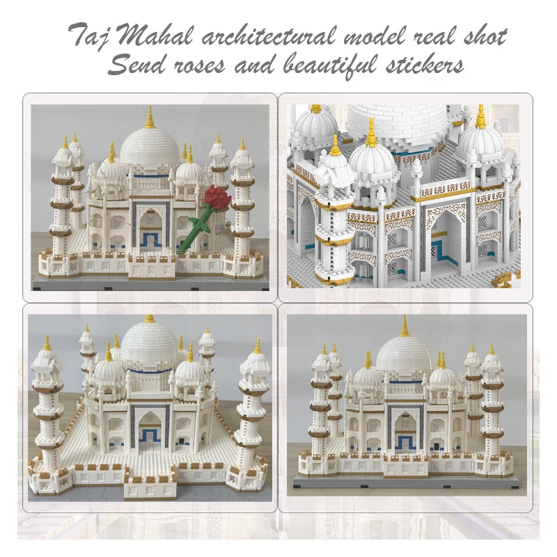 MOC City Mini Bricks Taj Mahal World Famous Architecture Micro Model India Building Blocks Creative Sets Kid Toys Boy Adult Gift Qme
