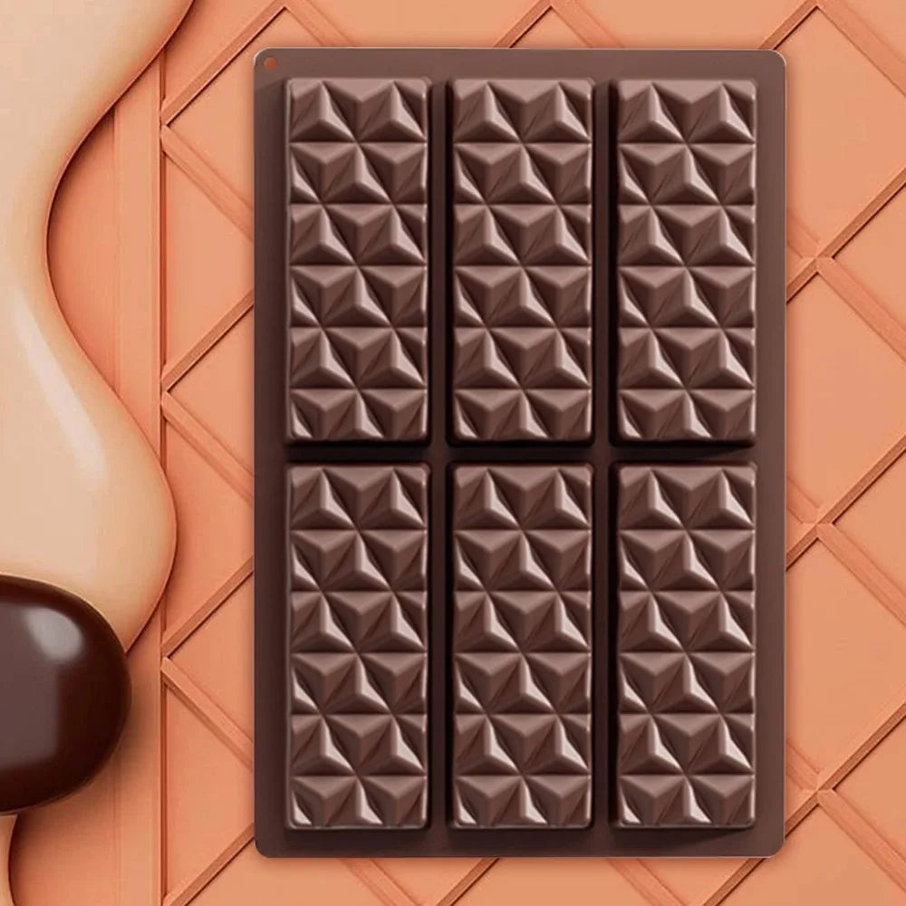 6 Cell Silicone Triangle Diamond Candy Mould DIY Chocolate Baking Qme
