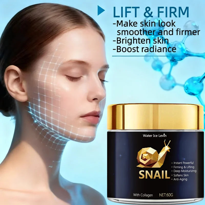 Snail Mucin Cream with Hyaluronic Acid & Collagen for Deep Moisture & Radiance, Suitable for All Skin Types Daily Care. Qme