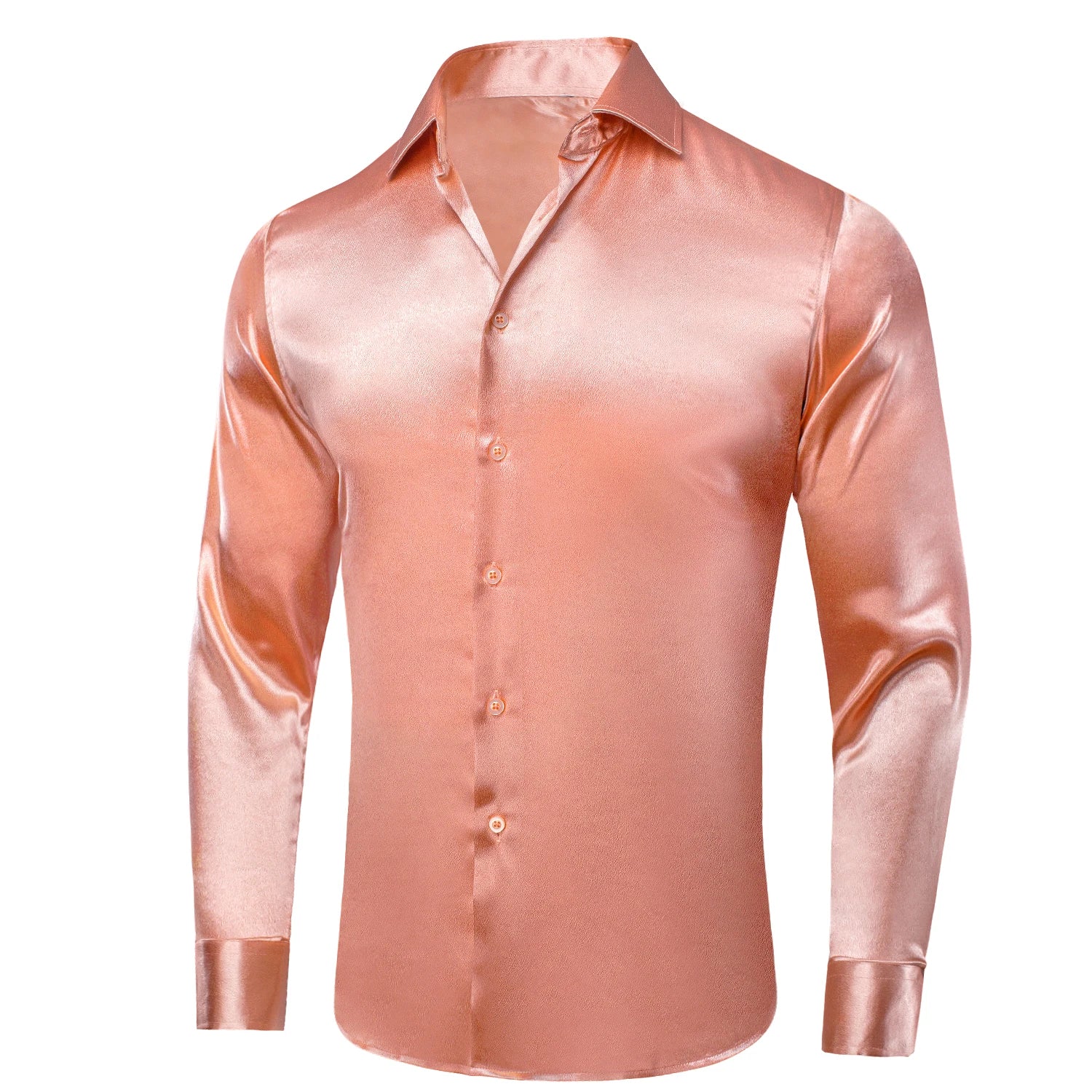 Hi-tie Plain Satin Silk Mens Dress Shirts Long Sleeve Suit Shirt Qme