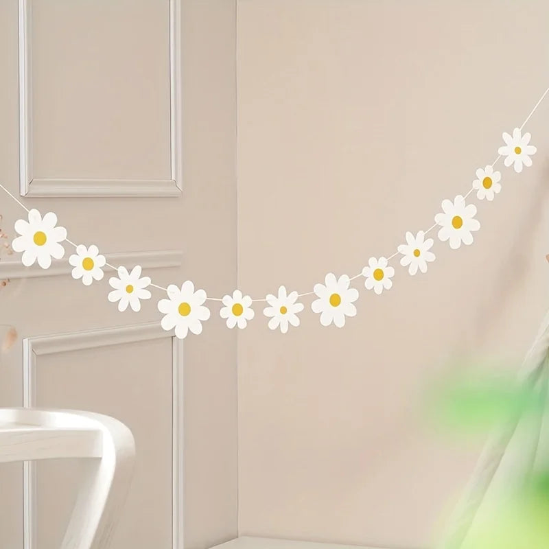 12 White Daisy Flower Decoration Banners Qme