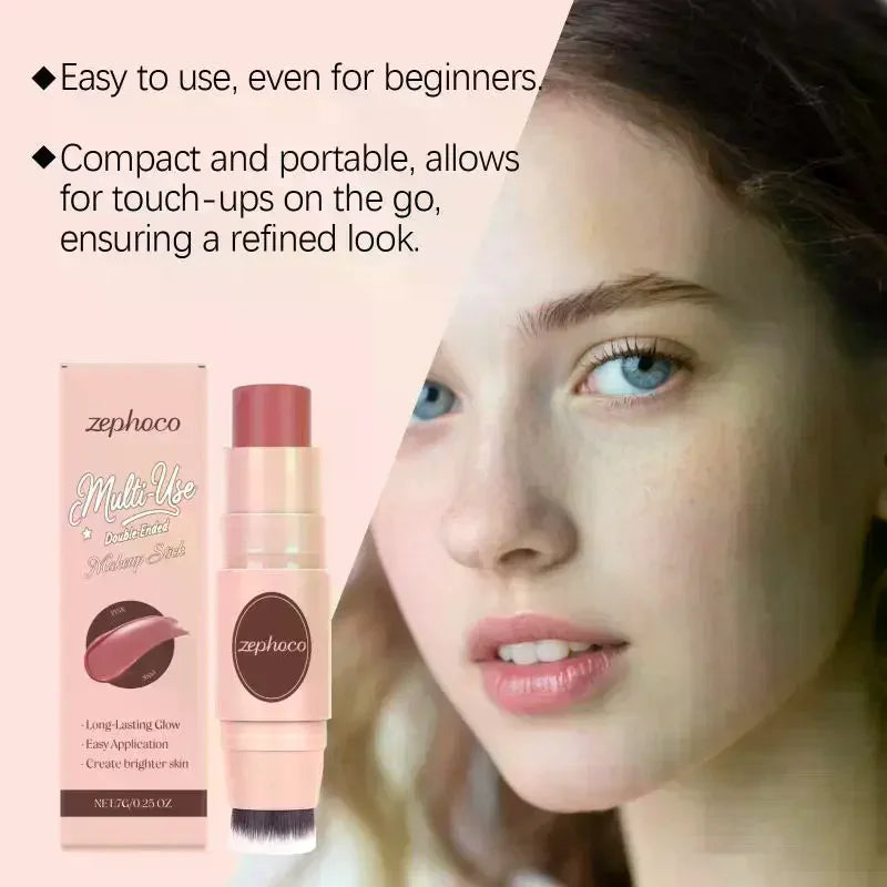 Long Lasting Pink Blush Stick Dual Ended Design Multipurpose Makeup Qme