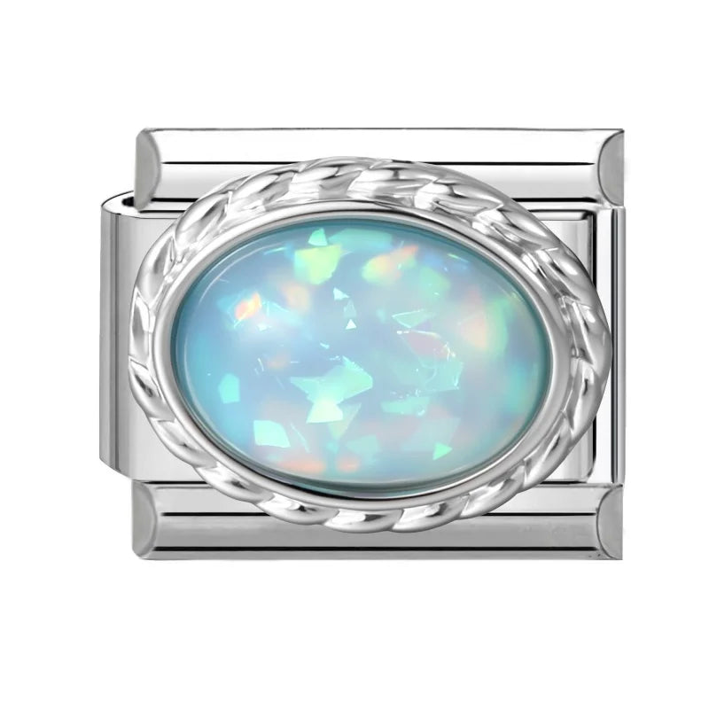 2026 Y2K Shiny Opal Gems Oval Bright Italian Charm Links Fit 9mm Stainless Steel Bracelet Women Jewelry DIY Making Dropshipping Qme Style 2