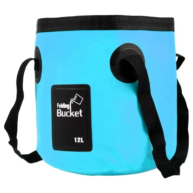 Portable Foldable Water Bucket Multifunctional Outdoor Camping Washing Bag Car Wash Bucket Collapsible Sink Qme Blue-12L