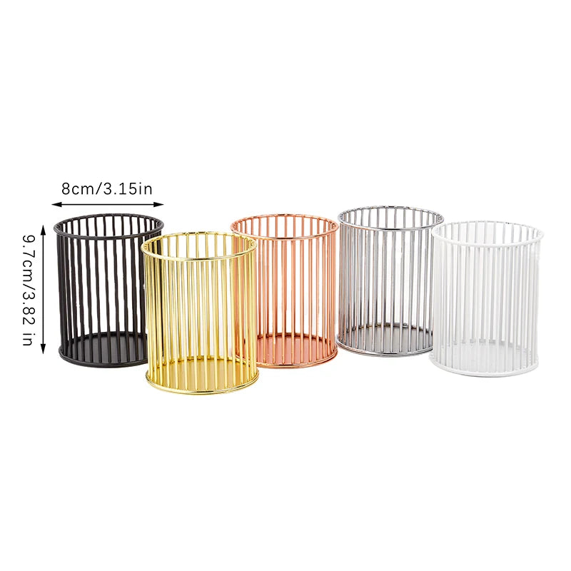 Portable Cosmetic Organizer Bucket Nordic Hollow Out Makeup Brush Qme