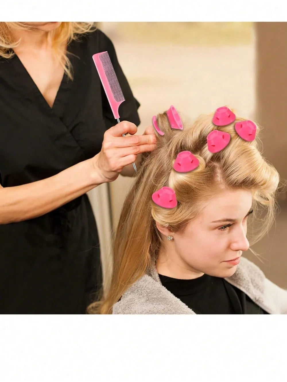 10 Silicone Heatless Hair Rollers Reusable Curlers Women DIY No-heat Qme