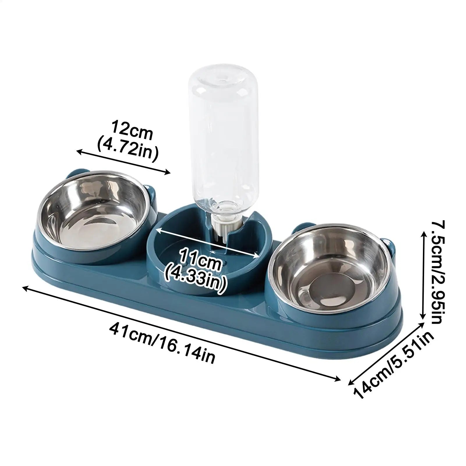Pet Bowl Raised Dog Cat Dishes Food Water Stainless Steel Non-slip Qme