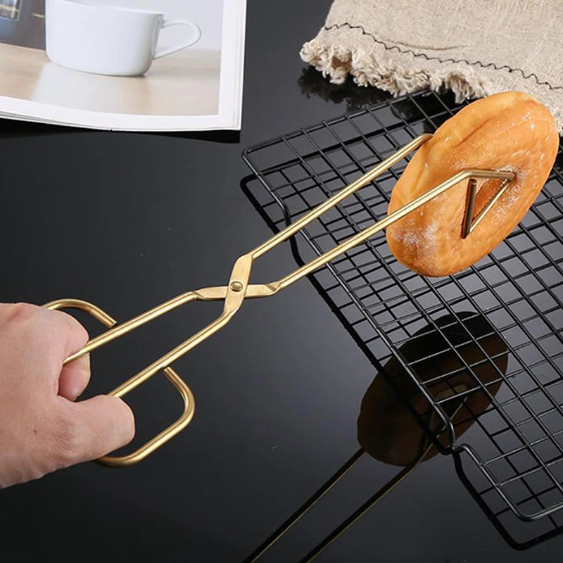 Kitchen BBQ Heat Resistant Hollow-out Barbecue Clip Food Tongs Qme