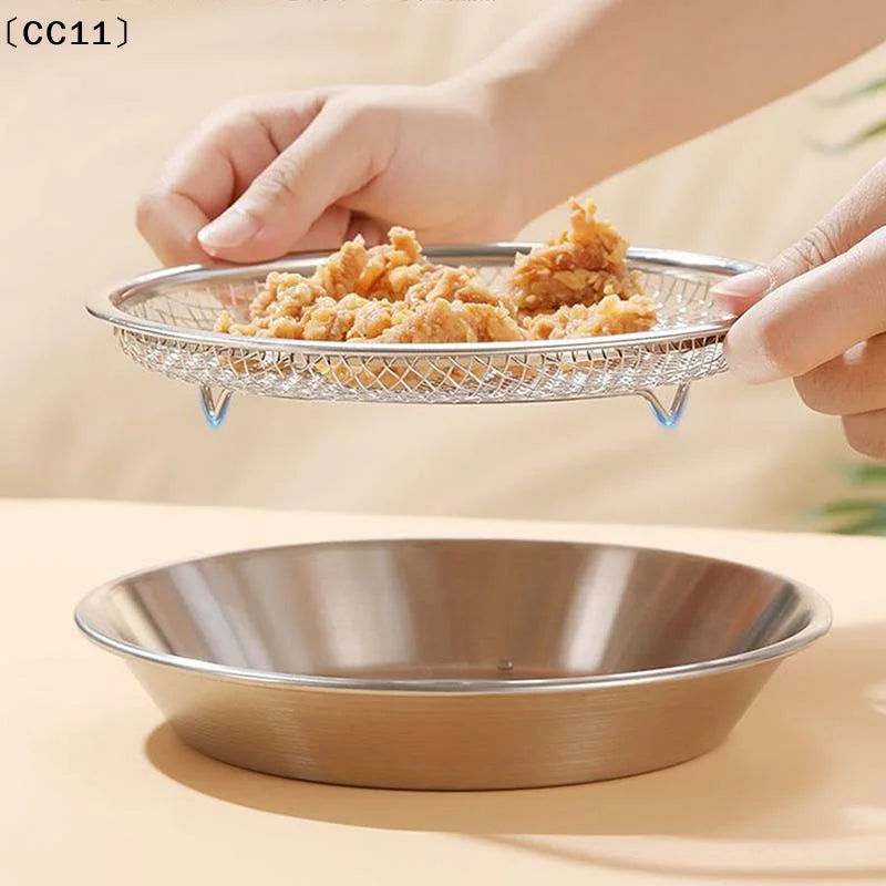 Stainless Steel Drain Tray Oil Draining Oven-safe Baking Round Qme