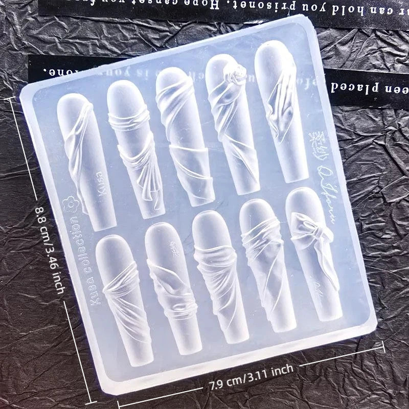 Soft Silk Nail Art Mold DIY Transparency Ribbon Patterns 3D Manicure Qme