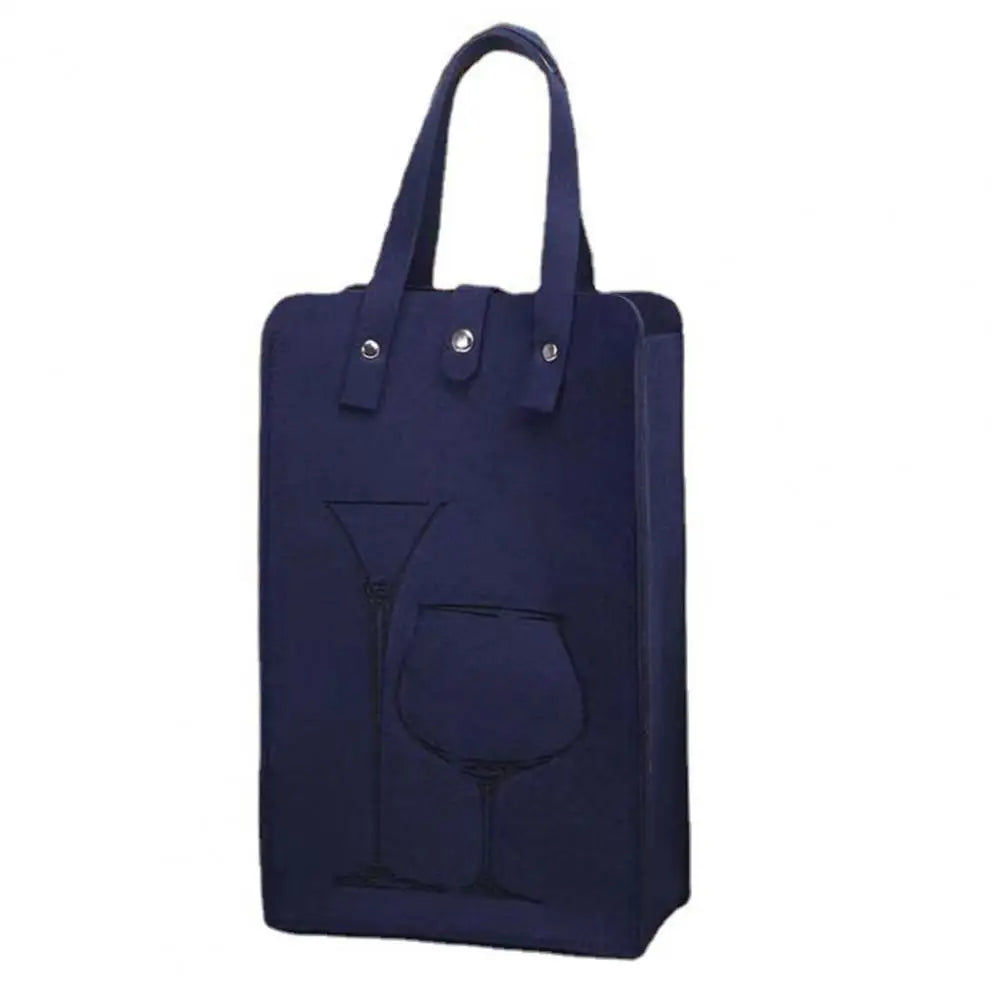 Felt Wine Bottle Bag Double Bottles Great Load Bearing Handheld Beverage Packaging Handbag Gift Wrap Storage Pouch Wine Tote Bag Qme Dark Blue