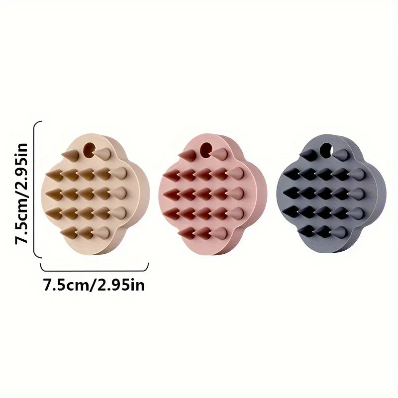 1 Home Bathroom Shower Hair Wash Clover Shaped Silicone Scalp Qme