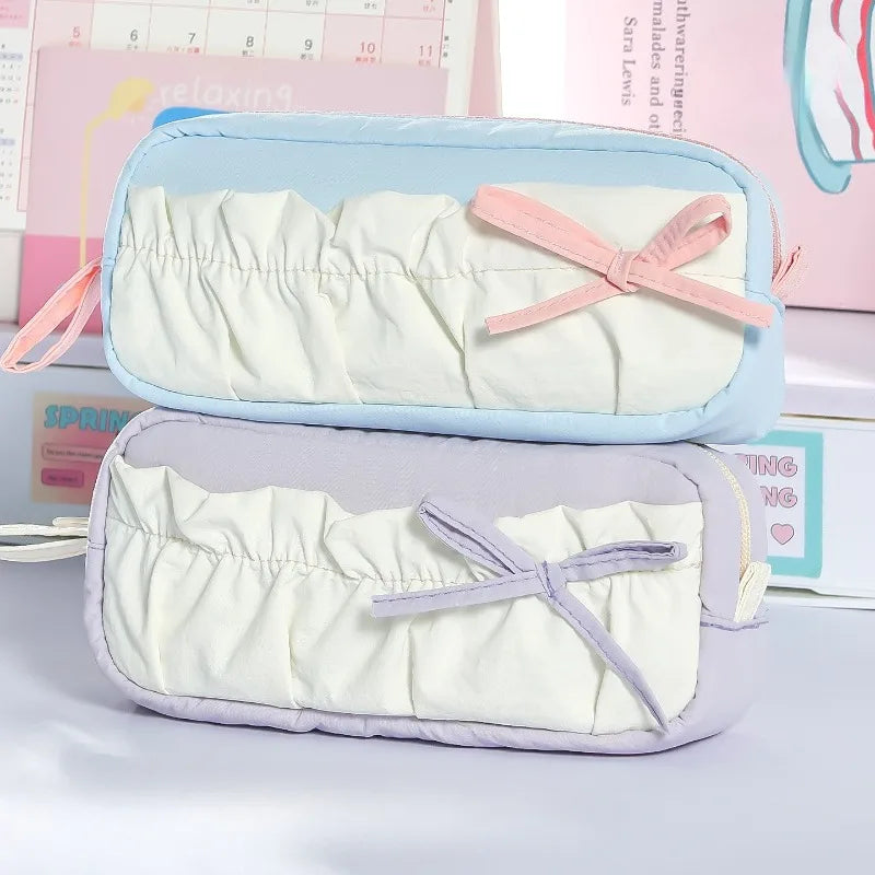 Large Capacity Pencil Pouch Multi Compartment Pen Box Zipper Portable Qme