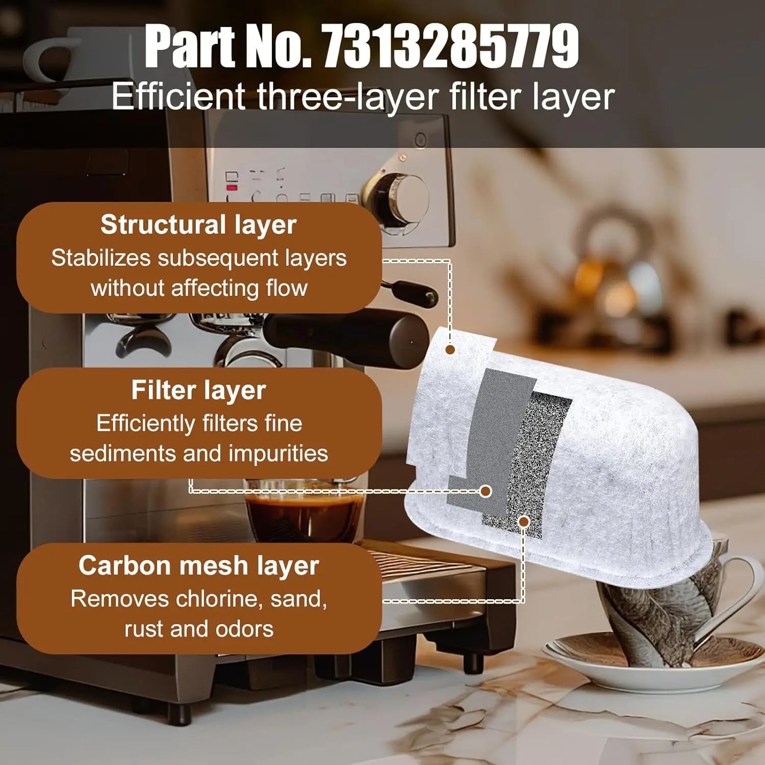 Charcoal Water Filter Compatible Delonghi Espresso Machine Cuisinart Qme