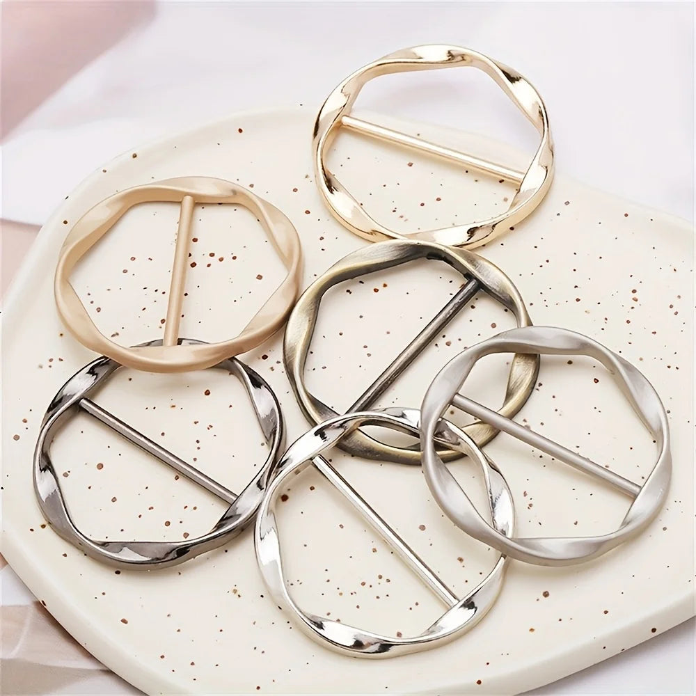 5PCS Scarf Clips Ring T Shirt Clip for Women Fashion Metal Circle Buckle Clothing Ring Wrap Holders Clothes Hat Belt Decor Qme