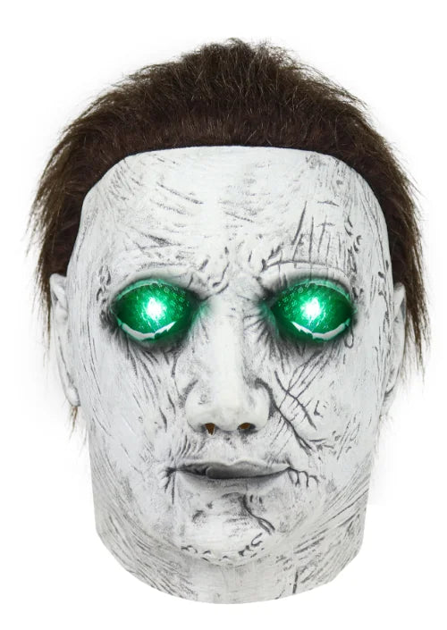Terror Halloween Michael Myers Masks With LED Glow Horror Latex Full Head Headgear Scary Face Cover Masquerade Party Supplies Qme LED C
