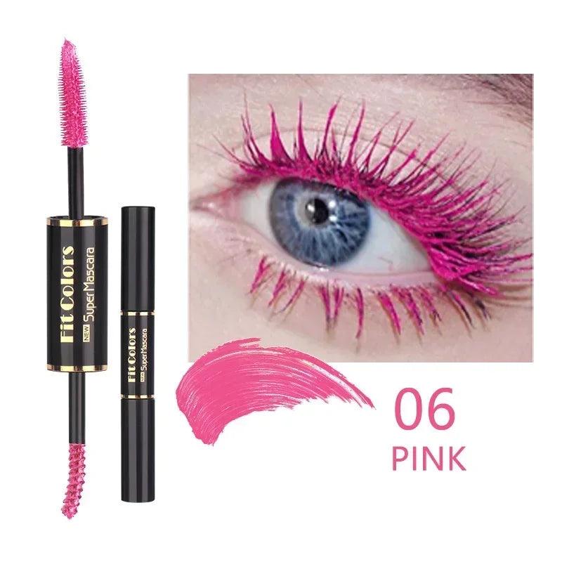 Double Head Colorful Mascara Waterproof Eyelashes Extension Thick Curling Quick Dry Long-lasting Blue Purple White Mascara Qme 06