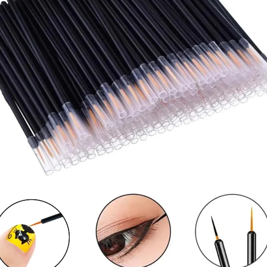 100 Disposable Eyeliner Brushes Lip Brush Covers Tool Sticks Qme 50 PCS