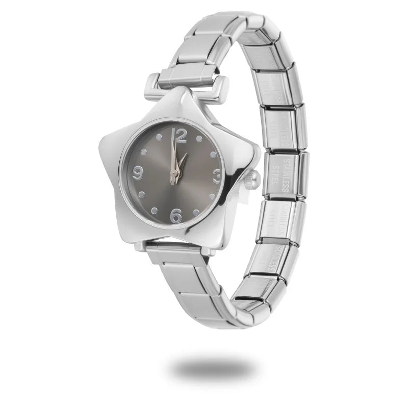 Gold Retro Simple Men Women's Watch Stainless Steel Strap Star Dial