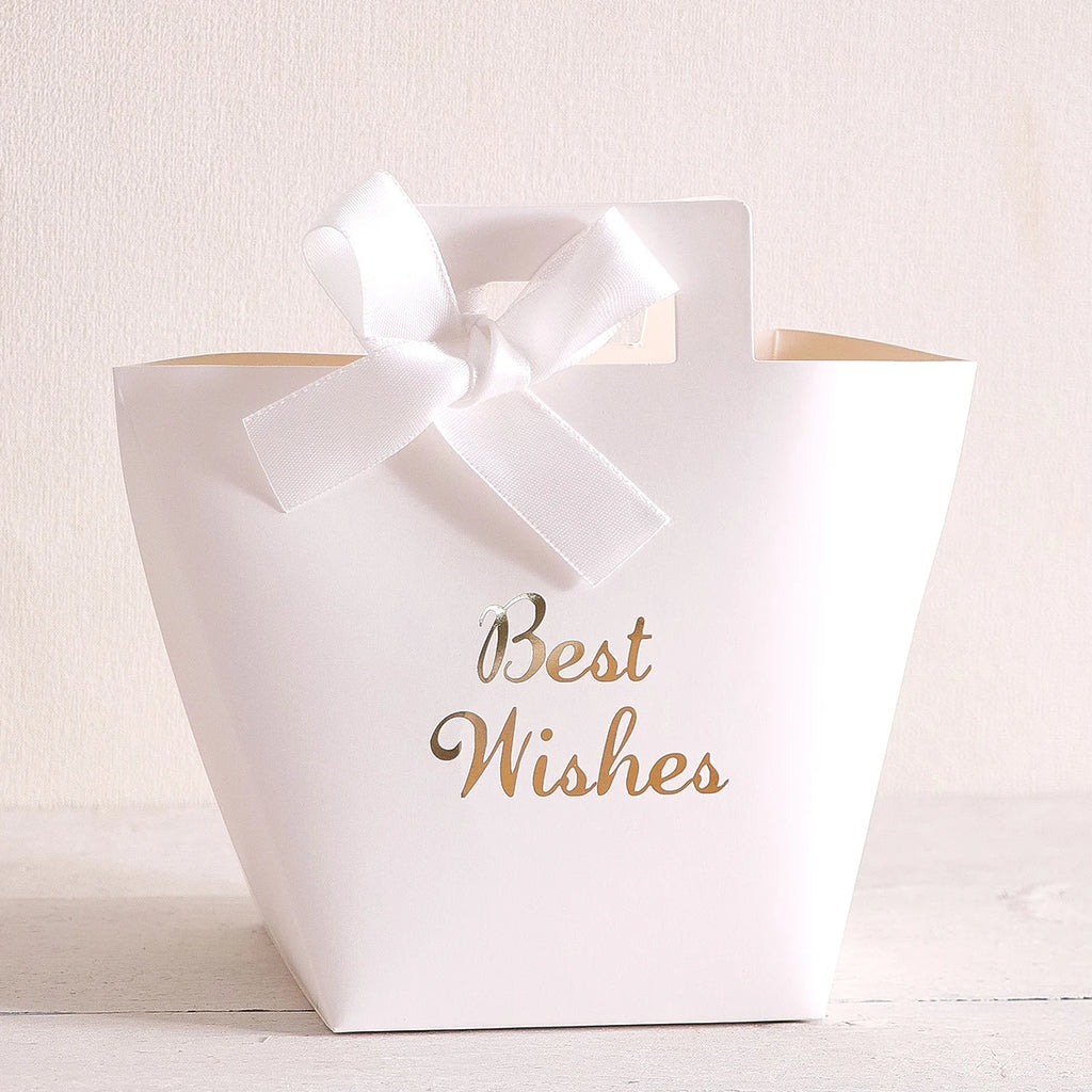 A Set of 5 Exquisite Mini Gift Boxes, Designed for Weddings, Decorated with Gold-Stamped "Best Wishes" and Ribbon Bows. Elegant and Refined, It Is the Perfect Choice for Weddings, Anniversaries, and Various Special Occasions. Qme 5Pcs-White-White 11.5X10X4.5Cm Other