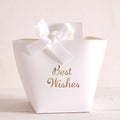 A Set of 5 Exquisite Mini Gift Boxes, Designed for Weddings, Decorated with Gold-Stamped "Best Wishes" and Ribbon Bows. Elegant and Refined, It Is the Perfect Choice for Weddings, Anniversaries, and Various Special Occasions. Qme 5Pcs-White-White 11.5X10X4.5Cm Other