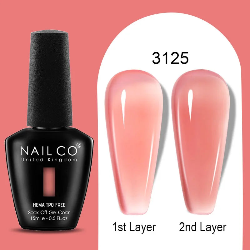 Nailco Jelly Gel Nail Polish Transparent Varnishes 44 Colors Red Pink